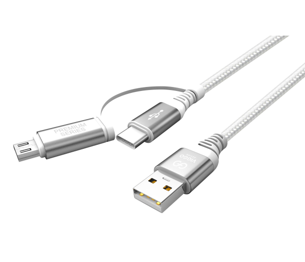 VIGGO DESIGN Kabel Combo USB - microUSB/USB-C VIGGO premium 1m czarny ^ - 1460489 - zdjęcie 2